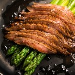 Marinated Skirt Steak, BBQ’d alongside Asparagus and Oyster Mushrooms 