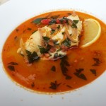 Spanish Garlic Broth with Fish and Chorizo